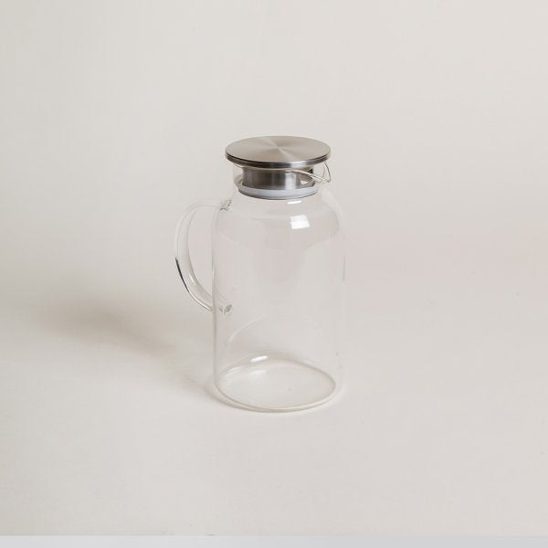 JARRA RECTA LISA DE VIDRIO CON TAPA DE ACERO 1850ML MISHKA