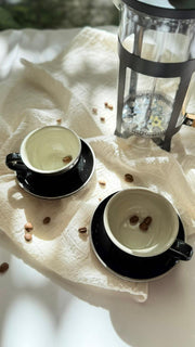 TAZA Y PLATO BARISTA CREAM & BLACK MISHKA 90ML