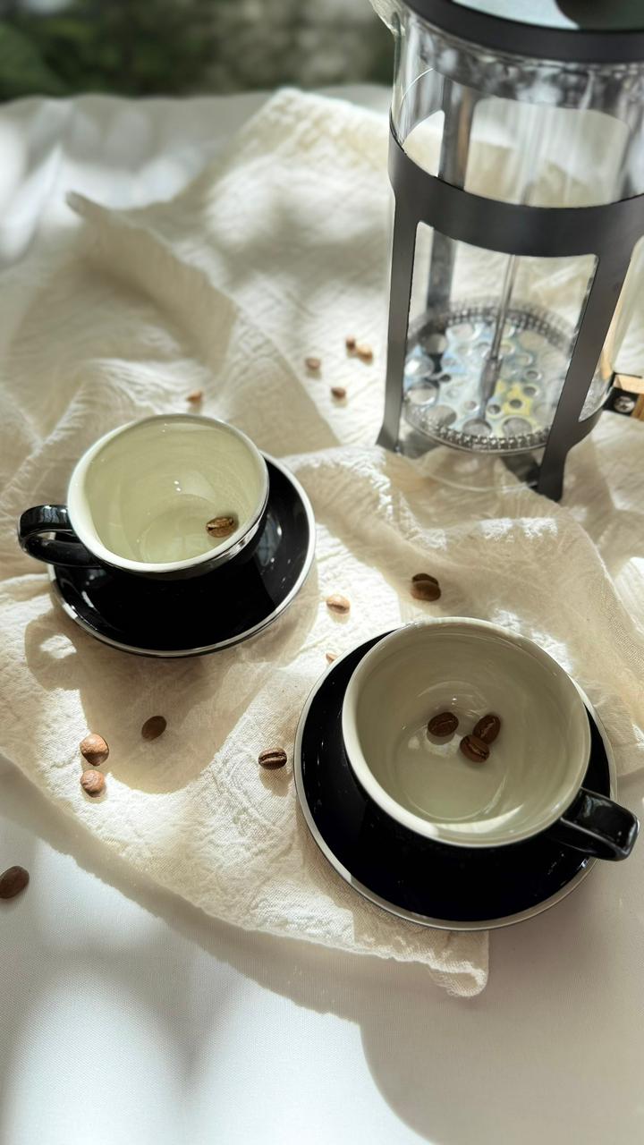 TAZA Y PLATO BARISTA CREAM & BLACK MISHKA 90ML
