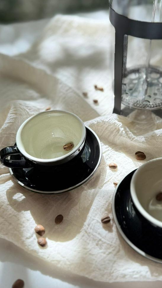 TAZA Y PLATO BARISTA CREAM & BLACK MISHKA 90ML