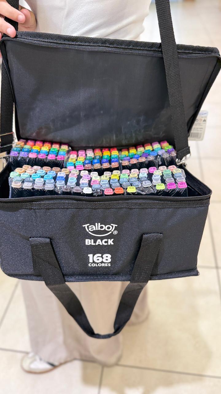 MARCADORES TALBOT BLACK DOBLE PUNTA X 168 COLORES