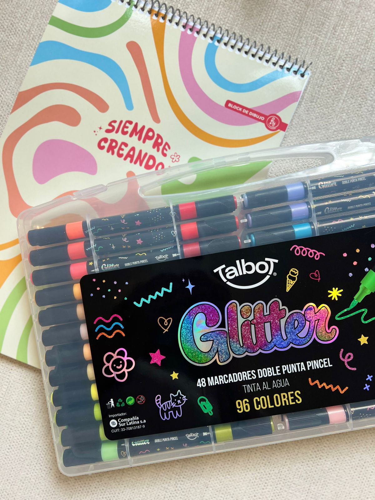 MARCADORES CON GLITTER TALBOT X48