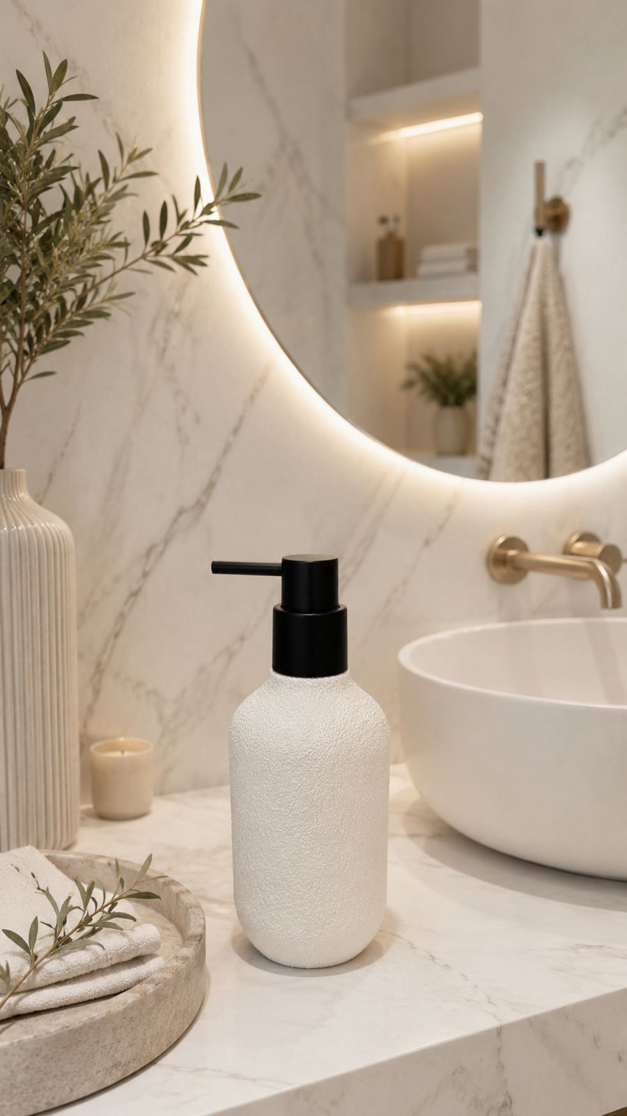 DISPENSER SIMIL PIEDRA SILUETA 20CM BLANCO CONCEPTO