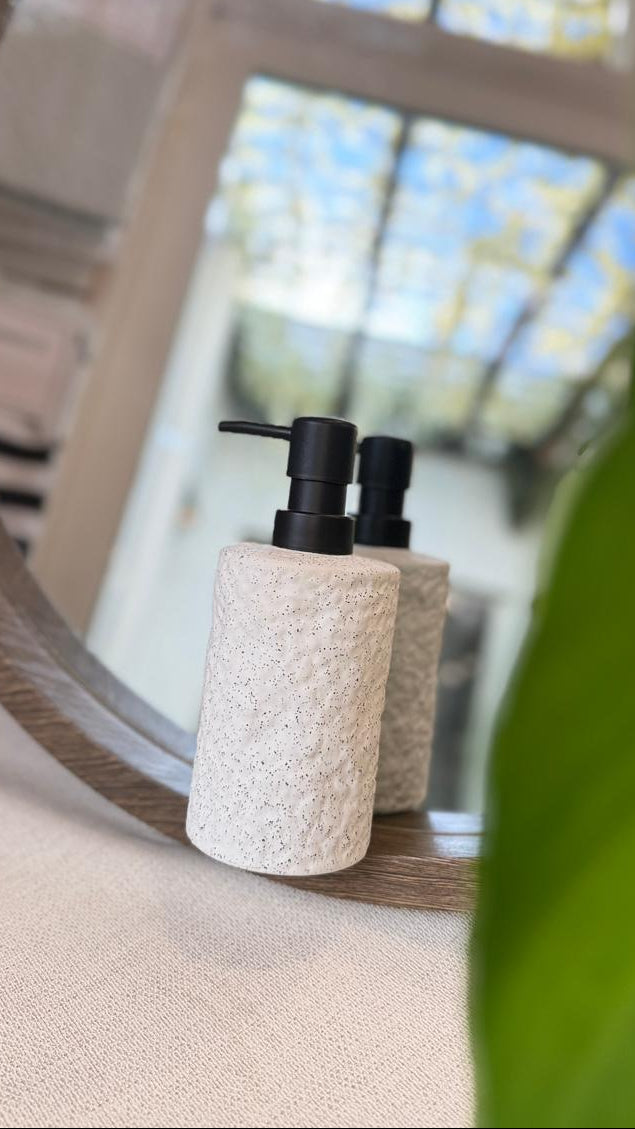 DISPENSER GRANITO REDONDO BLANCO 18CM CONCEPTO