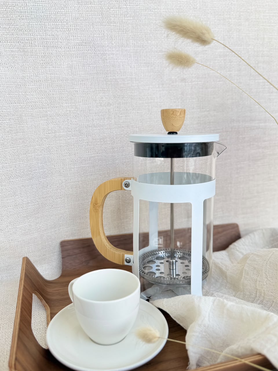 CAFETERA CON EMBOLO CREMA MISHKA